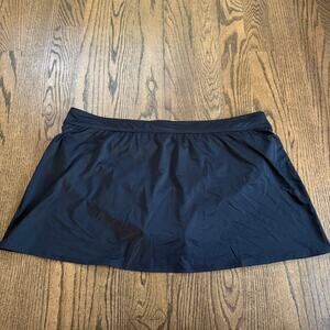 Lands End Womens Solid Black Swim Skirt Attached Brief Suit Bottom Plus Size 22W